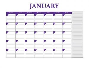 Free 2015 calendar template - January