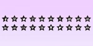 social media icons black stars icons set