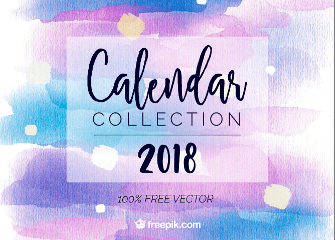Free Download: Watercolor 2018 Calendar Designs